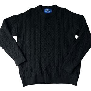 aelfric eden cable knit sweater Black fisherman size medium womens